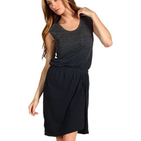 Theory Dresses & Skirts - Theory Genessia Ombré Faux Wrap Cap Sleeve Knit Dress | Grey | XS